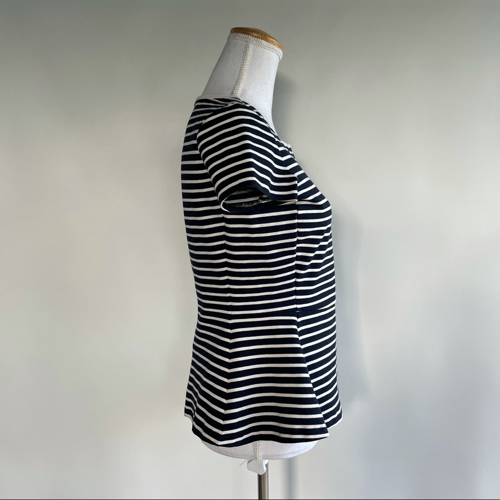Theory Striped Peplum Top - Sz 6 - image 3